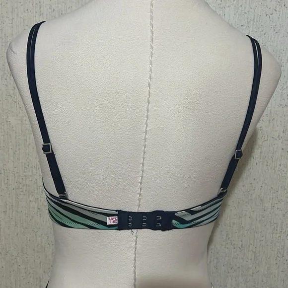 PINK Victoria’s Secret 34C Zebra blue/Green pattern, Push Up Bra - Picture 2 of 8